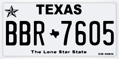 TX license plate BBR7605