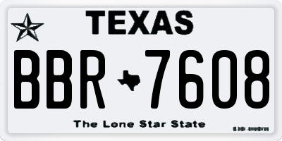 TX license plate BBR7608