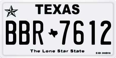 TX license plate BBR7612