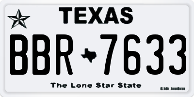 TX license plate BBR7633