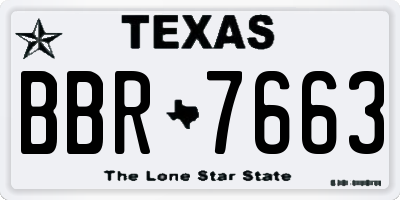 TX license plate BBR7663