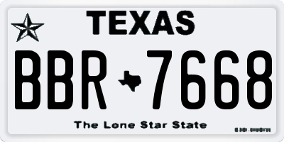TX license plate BBR7668