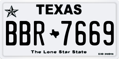 TX license plate BBR7669