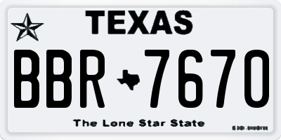 TX license plate BBR7670
