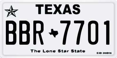 TX license plate BBR7701