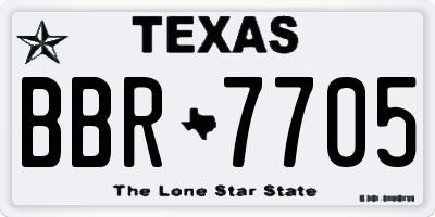 TX license plate BBR7705