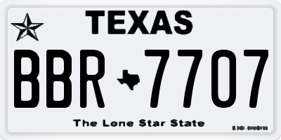 TX license plate BBR7707