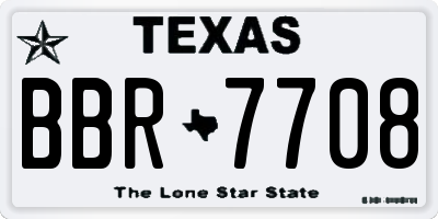 TX license plate BBR7708