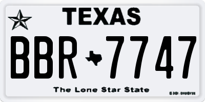 TX license plate BBR7747