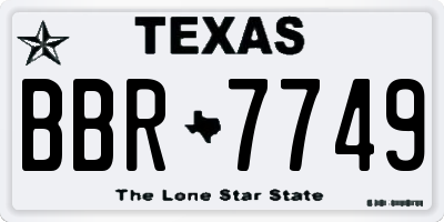 TX license plate BBR7749