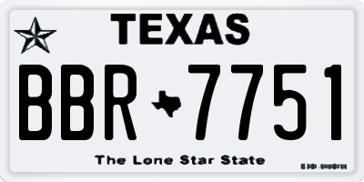 TX license plate BBR7751
