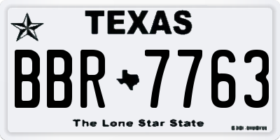 TX license plate BBR7763