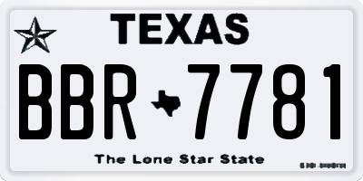 TX license plate BBR7781