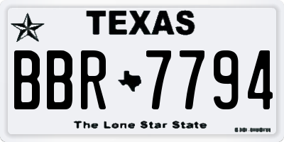 TX license plate BBR7794