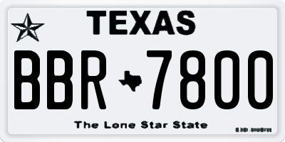 TX license plate BBR7800