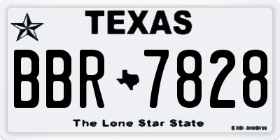 TX license plate BBR7828