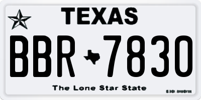 TX license plate BBR7830