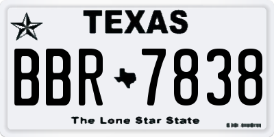 TX license plate BBR7838