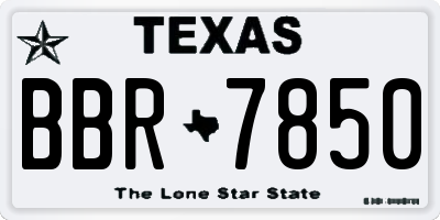 TX license plate BBR7850