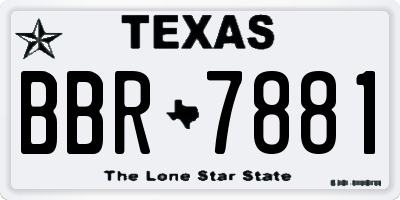 TX license plate BBR7881