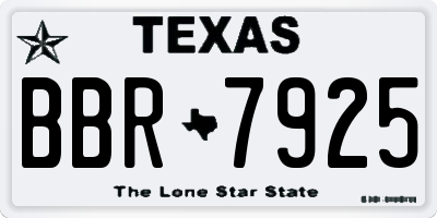 TX license plate BBR7925