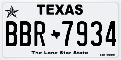TX license plate BBR7934