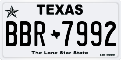 TX license plate BBR7992