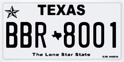 TX license plate BBR8001