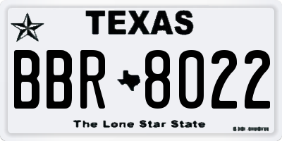 TX license plate BBR8022
