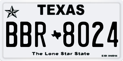 TX license plate BBR8024
