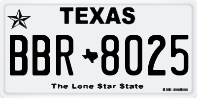 TX license plate BBR8025