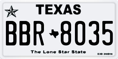 TX license plate BBR8035