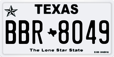 TX license plate BBR8049