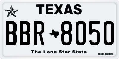 TX license plate BBR8050