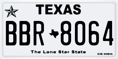TX license plate BBR8064