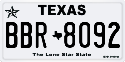 TX license plate BBR8092