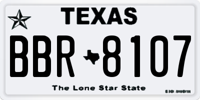 TX license plate BBR8107