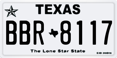 TX license plate BBR8117