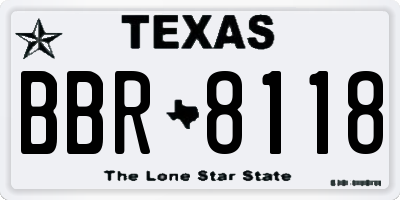 TX license plate BBR8118