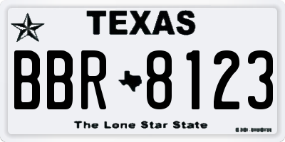 TX license plate BBR8123
