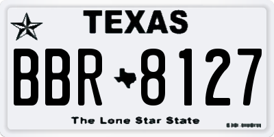 TX license plate BBR8127