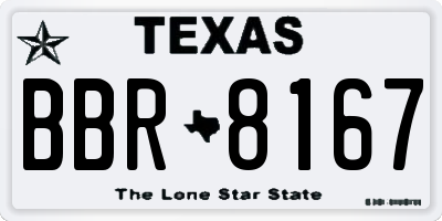 TX license plate BBR8167