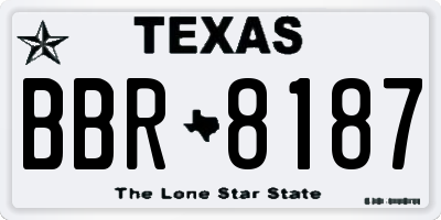 TX license plate BBR8187