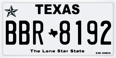 TX license plate BBR8192