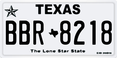 TX license plate BBR8218