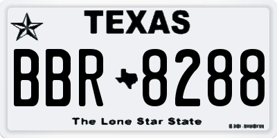 TX license plate BBR8288