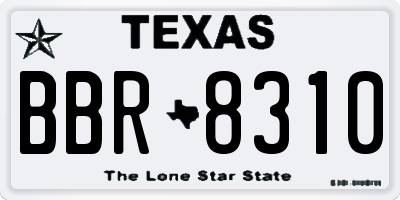 TX license plate BBR8310
