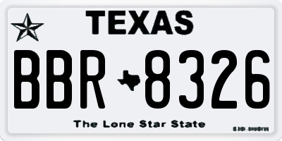 TX license plate BBR8326