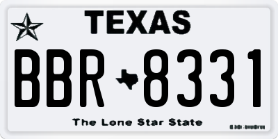 TX license plate BBR8331