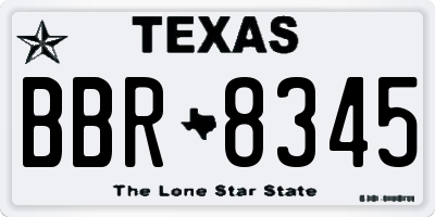 TX license plate BBR8345
